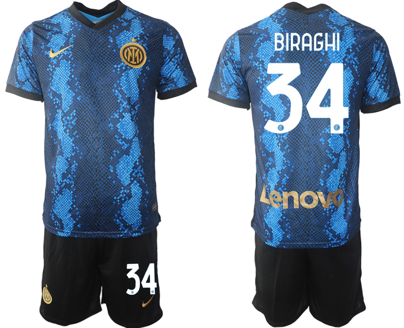 Men 2021-2022 Club Inter Milan home blue #34 Nike Soccer Jersey->inter milan jersey->Soccer Club Jersey